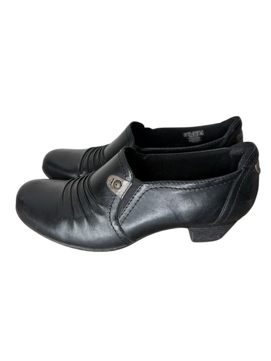 ROCKPORT Black Leather Cobb Hill Adele Shoes Shoeties Ridges Block Heel Size 9 - Picture 2 of 15